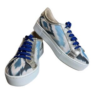 Baldiz Ikat Abstract Print Gold Metallic Sneakers Size 38 (US 8)